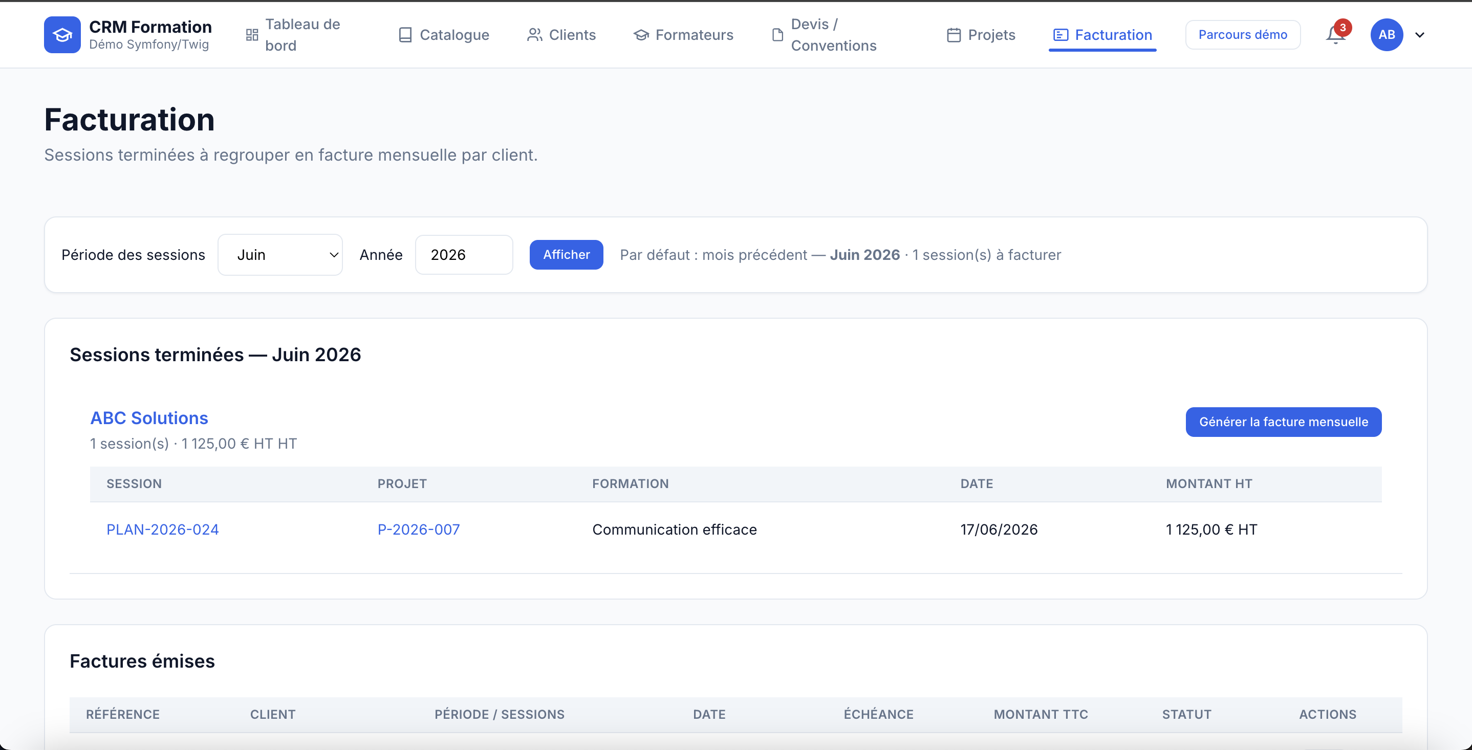 Module facturation, CRM CoreMagis